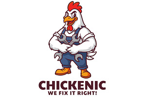 Chickenic Repair Mascot Logo Design, an Animal Illustration by Izdihaar_Studio