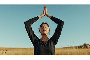 Asian woman practicing yoga with, a Sports & Recreation Photo by Sergey Kotenev