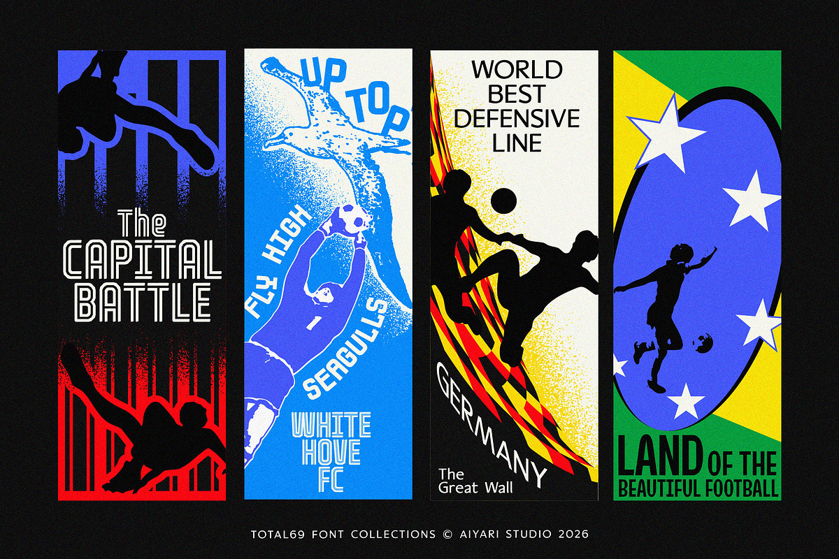 Total 69 — Football Font Collection, a Sans Serif Font by Aiyari (Photo 13 of 20)