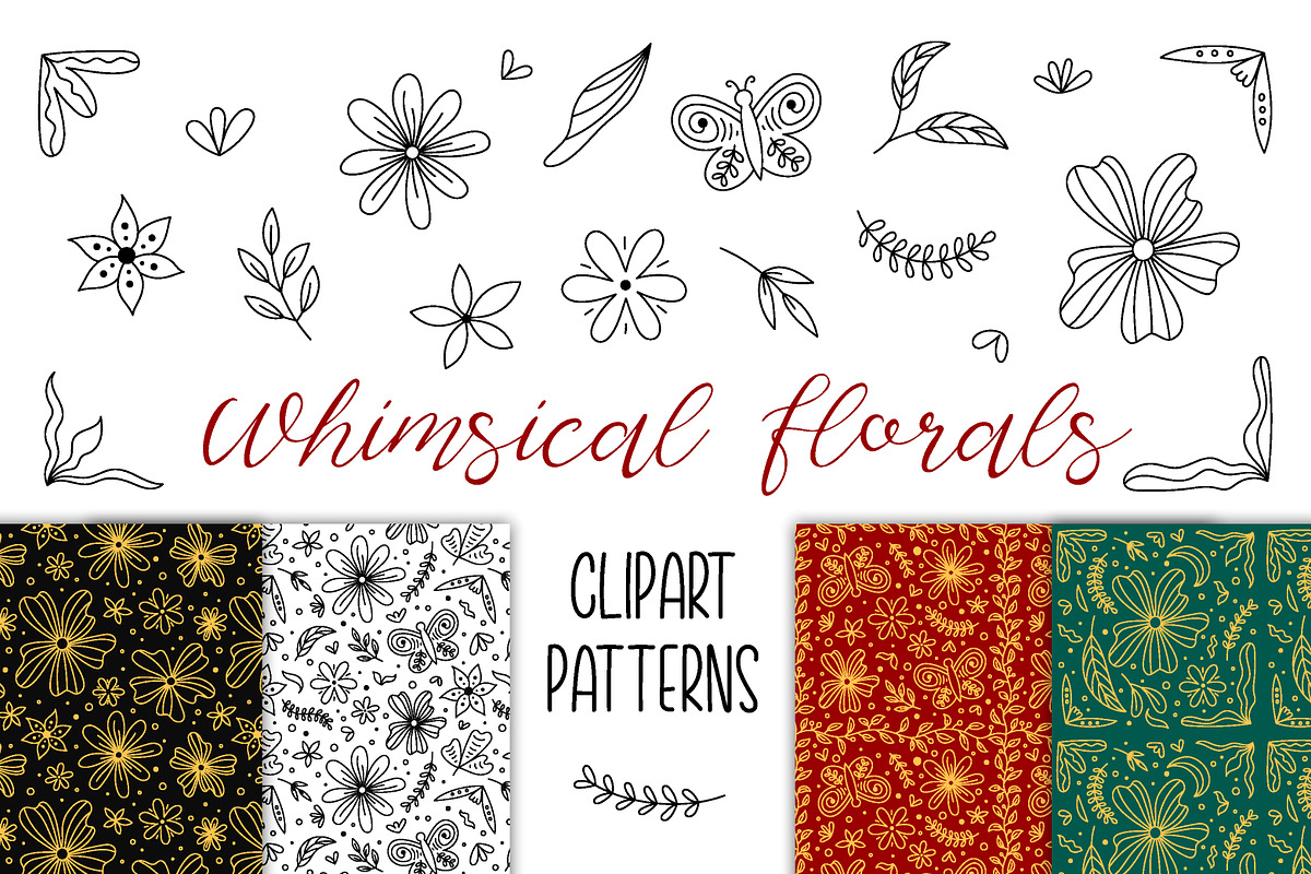 Whimsical Florals Patterns Clipart, a Pattern Graphic by AnnaViolet_store (Photo 1 of 14)
