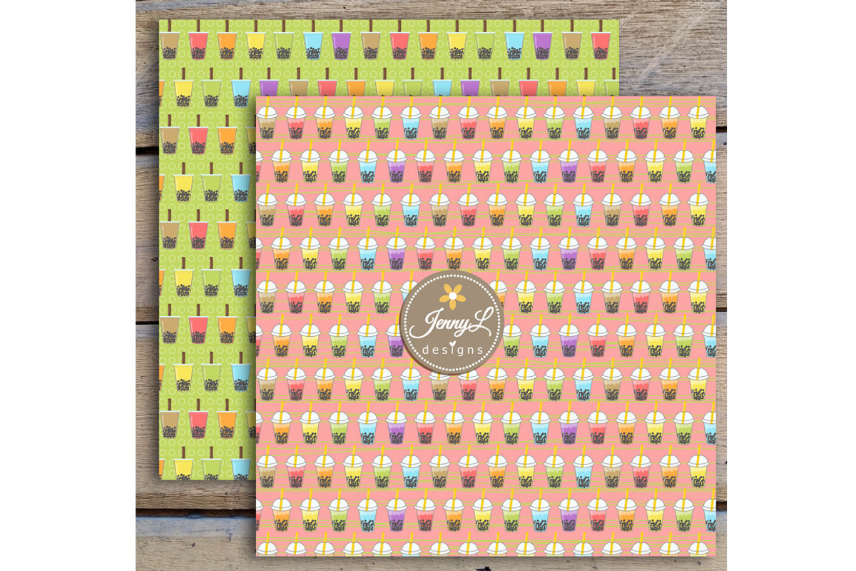 Milk Tea Digital Papers and Clipart, a Pattern Graphic by JennyL Designs (Photo 4 of 8)
