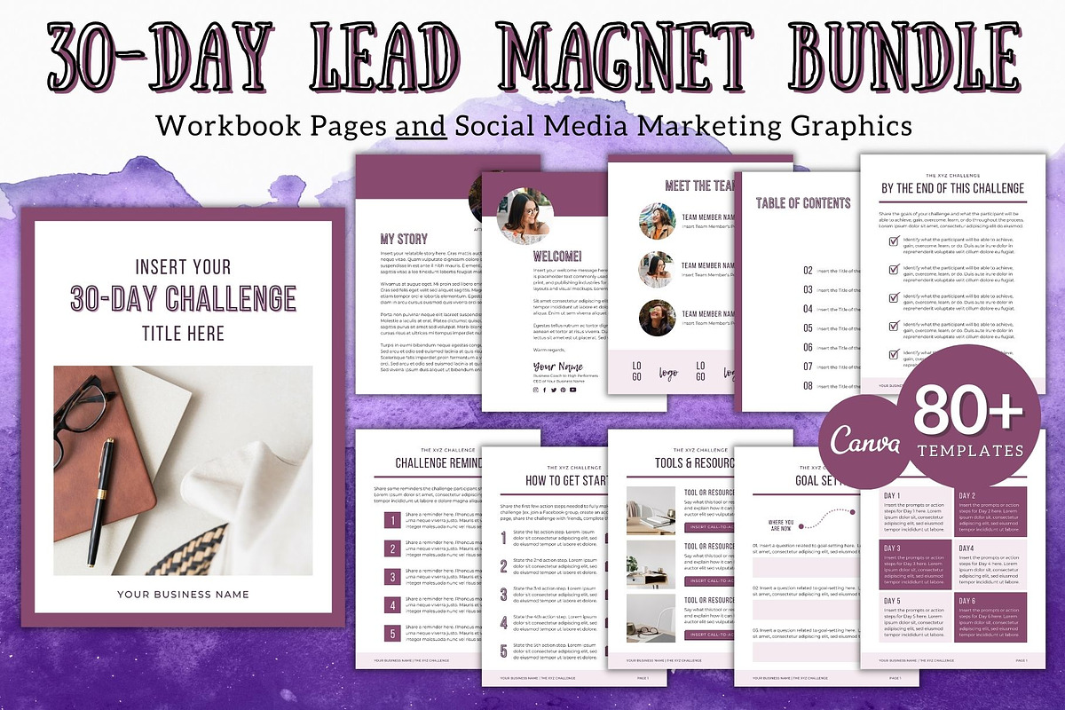 30-Day Lead Magnet Challenge Bundle, a Magazine Template by ProductiveandFree (Photo 1 of 20)