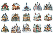 Snowy Village Christmas Clipart, an Illustration by Designking (Thumbnail 3 of 5)