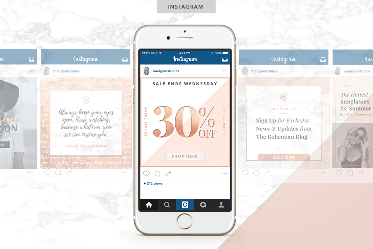 ROSE GOLD | Social Media Pack, a Social Media Template by Marigold Studios (Photo 4 of 13)