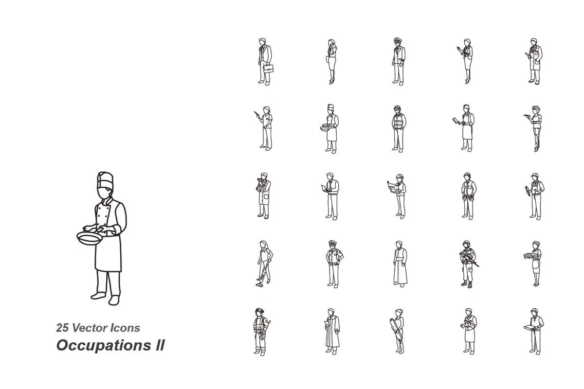 Occupations II outlines vector icons, an Icon by Jisun Park