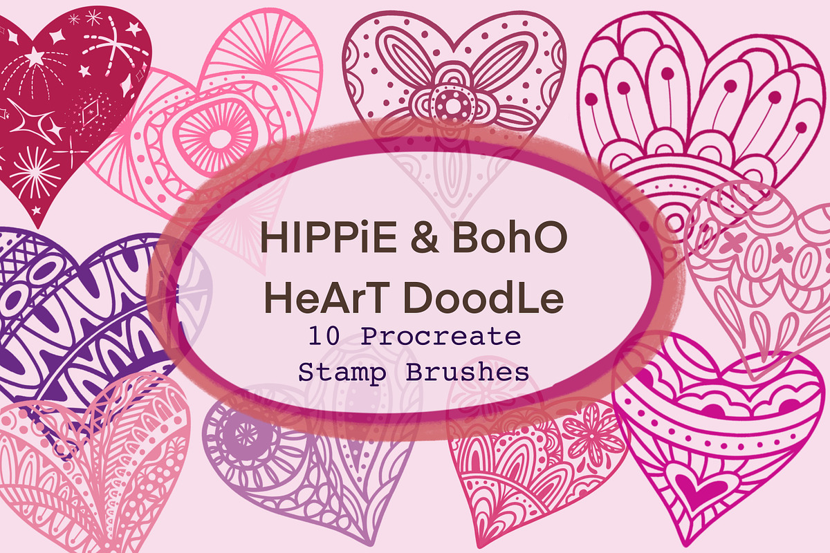 Hippie & Boho Heart, Procreate Stamp, a Brush Add-On by Sense Library (Photo 1 of 19)