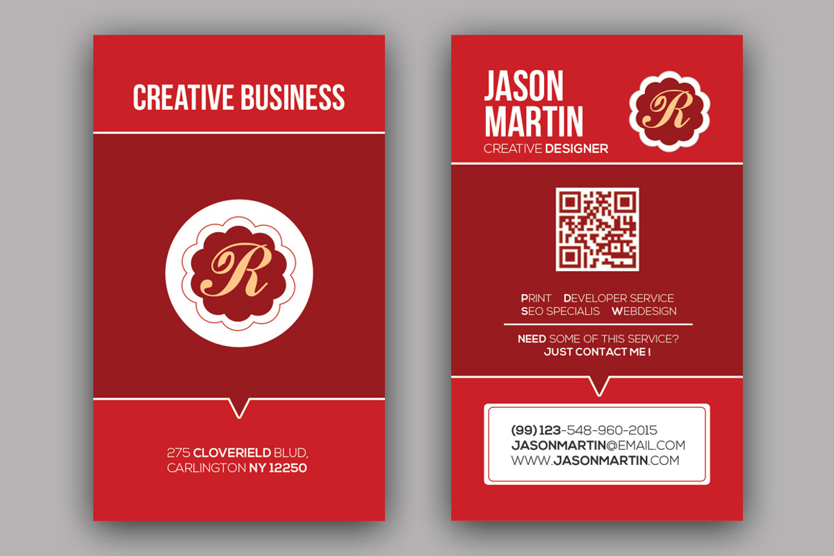 Red Corporate business Card, a Business Card Template by QuickArtisan