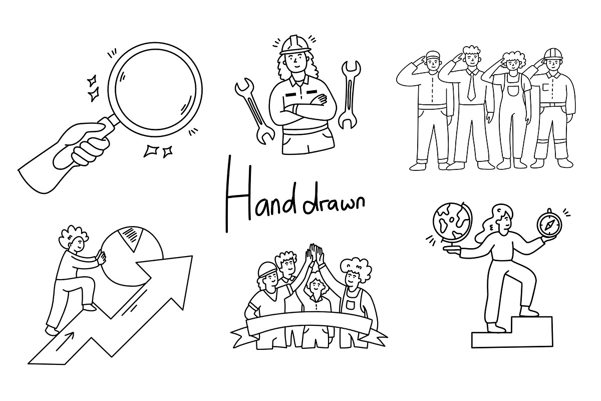 work people hand drawn set, a Person Illustration by foxndeer (Photo 2 of 4)