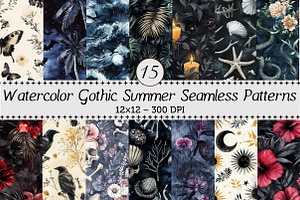 Gothic Summer Seamless Patterns, a Pattern Graphic by Design Market