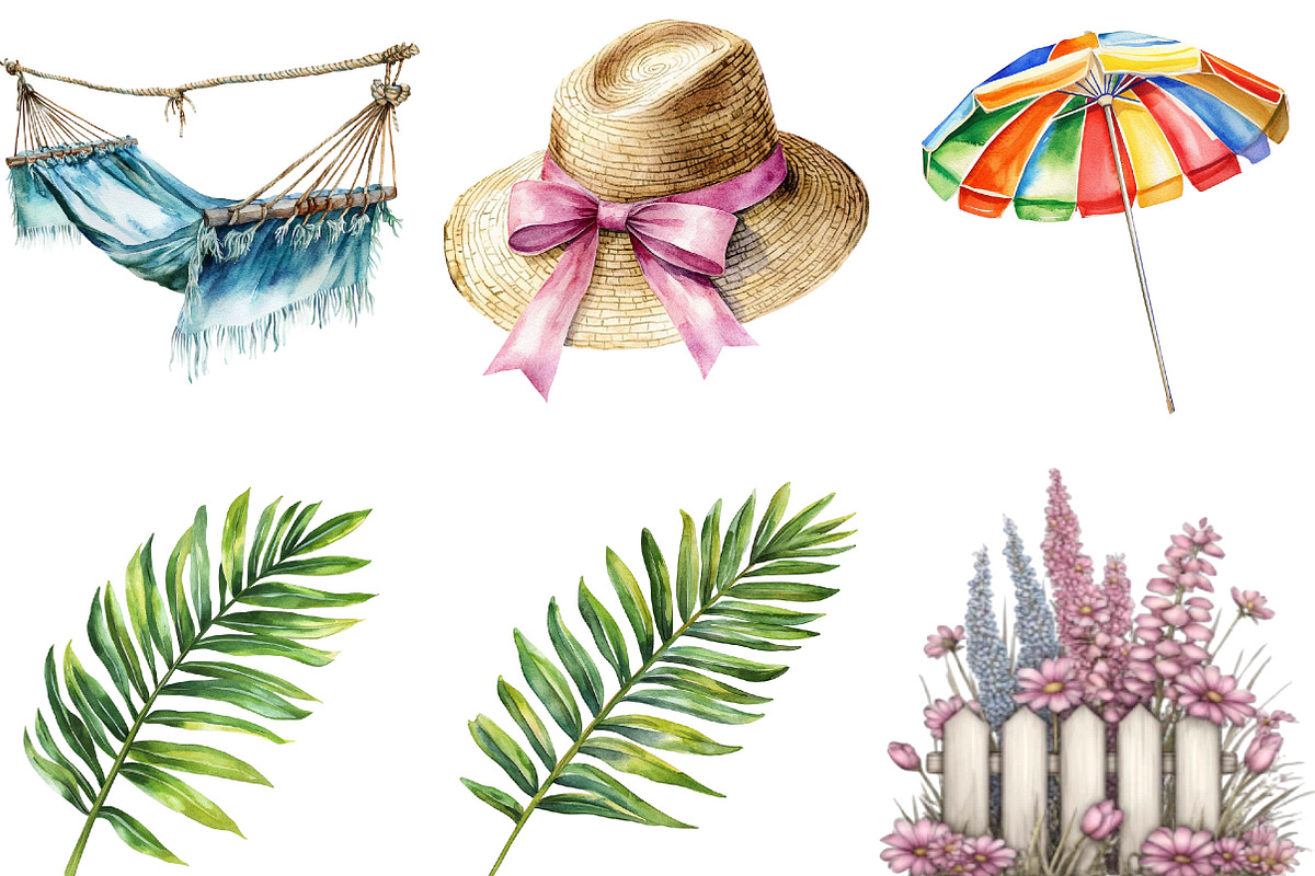 Watercolor Beach Clipart, an Illustration by Designking (Photo 3 of 5)