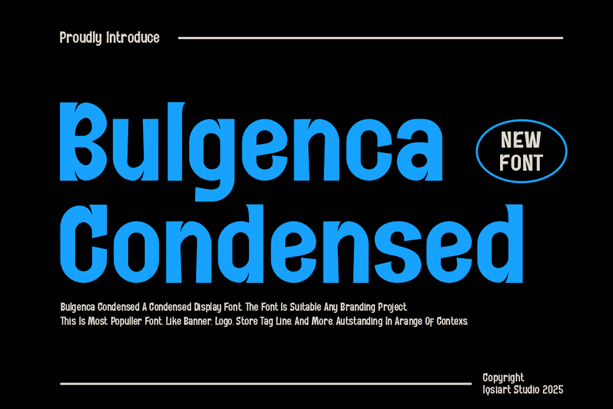 Bulgenca Condensed - Sans Font, a Sans Serif Font by Iqsiart Studio (Photo 1 of 7)