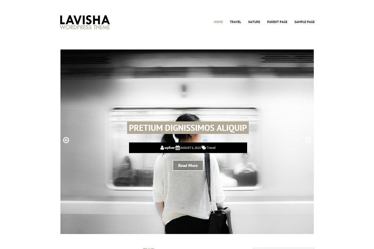 Lavisha - Minimalist Blog WP Theme, a WordPress Template by Sami Themes (Photo 1 of 2)