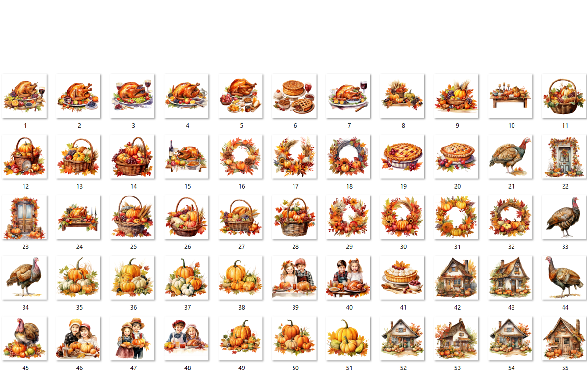 Watercolor Thanksgiving Clipart, an Illustration by GiraffeCreative (Photo 8 of 9)