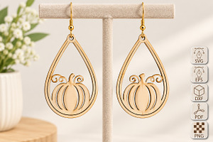 Pumpkin Teardrop Earrings Laser Cut