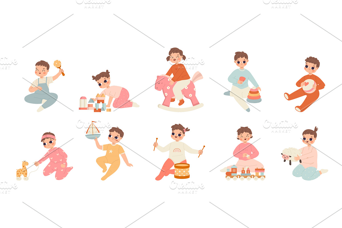 Baby play with toys. Toddlers, a Graphic by Valerie Bodnar