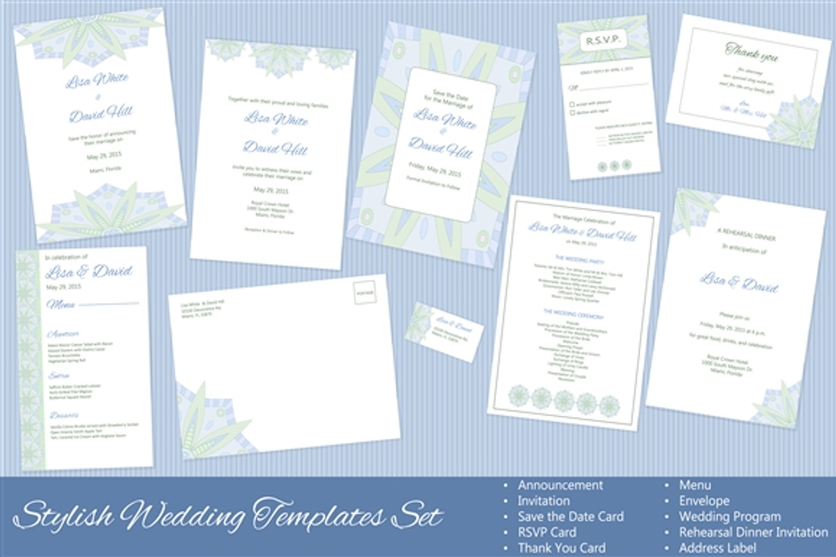 Set of Vector Wedding Templates, an Invitation Template by Sunshine Art Shop