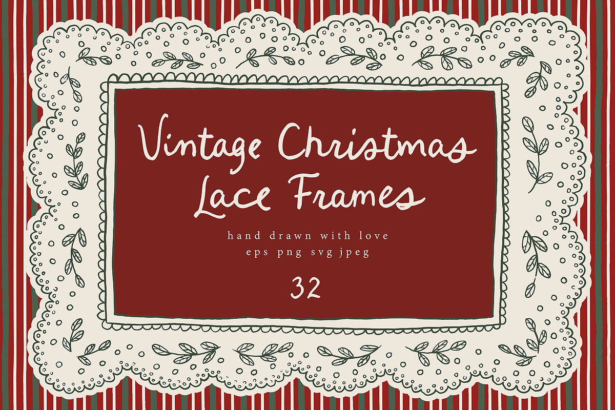 Vintage Christmas lace frames set, an Object Graphic by Cute Atelier (Photo 1 of 9)