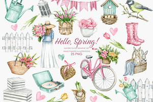 Watercolor spring clipart