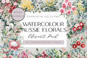 Australian Watercolur Flowers Mega