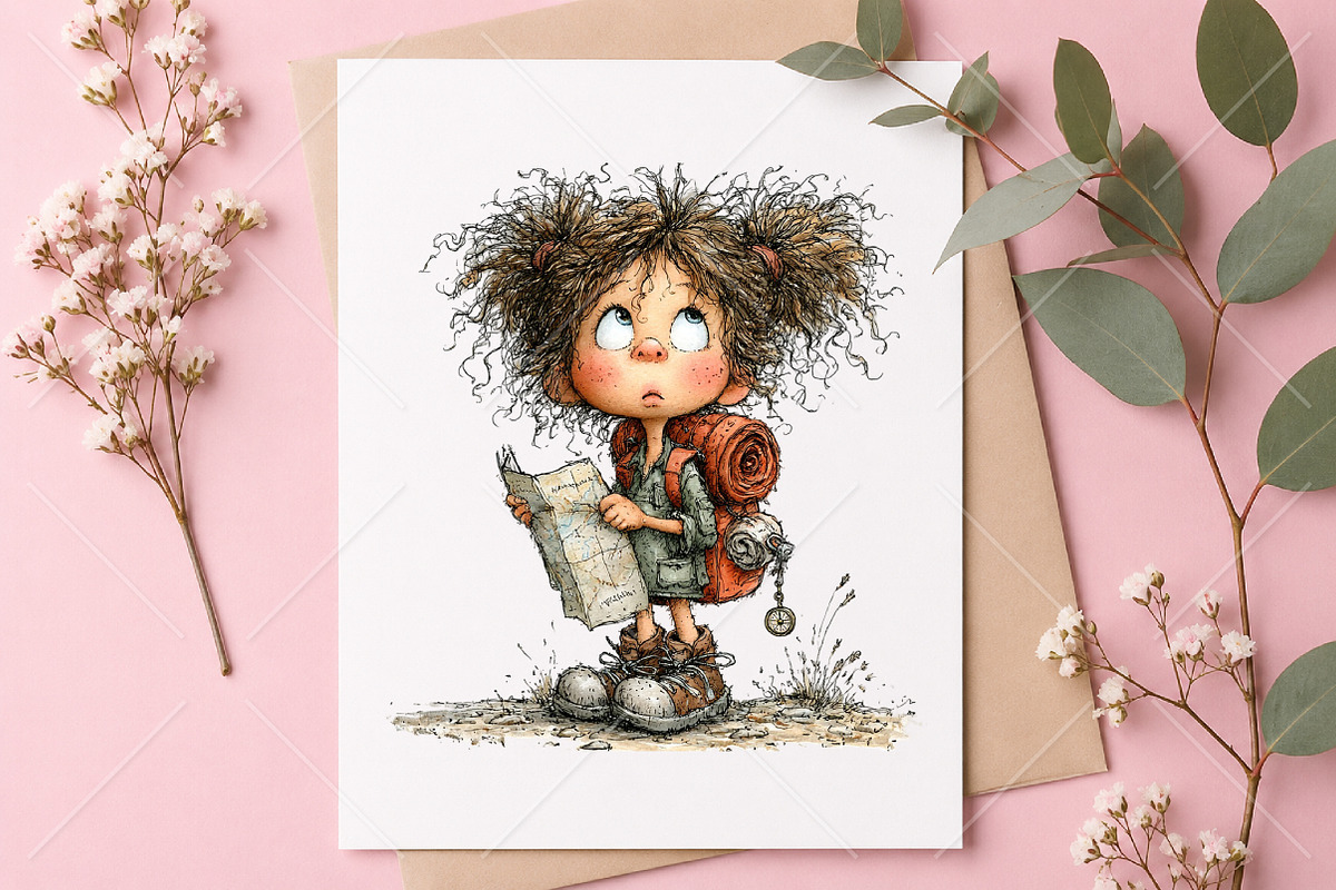 Whimsical Traveler Girl Clipart PNG, a Seasonal Illustration by Canvas Craft (Photo 10 of 10)