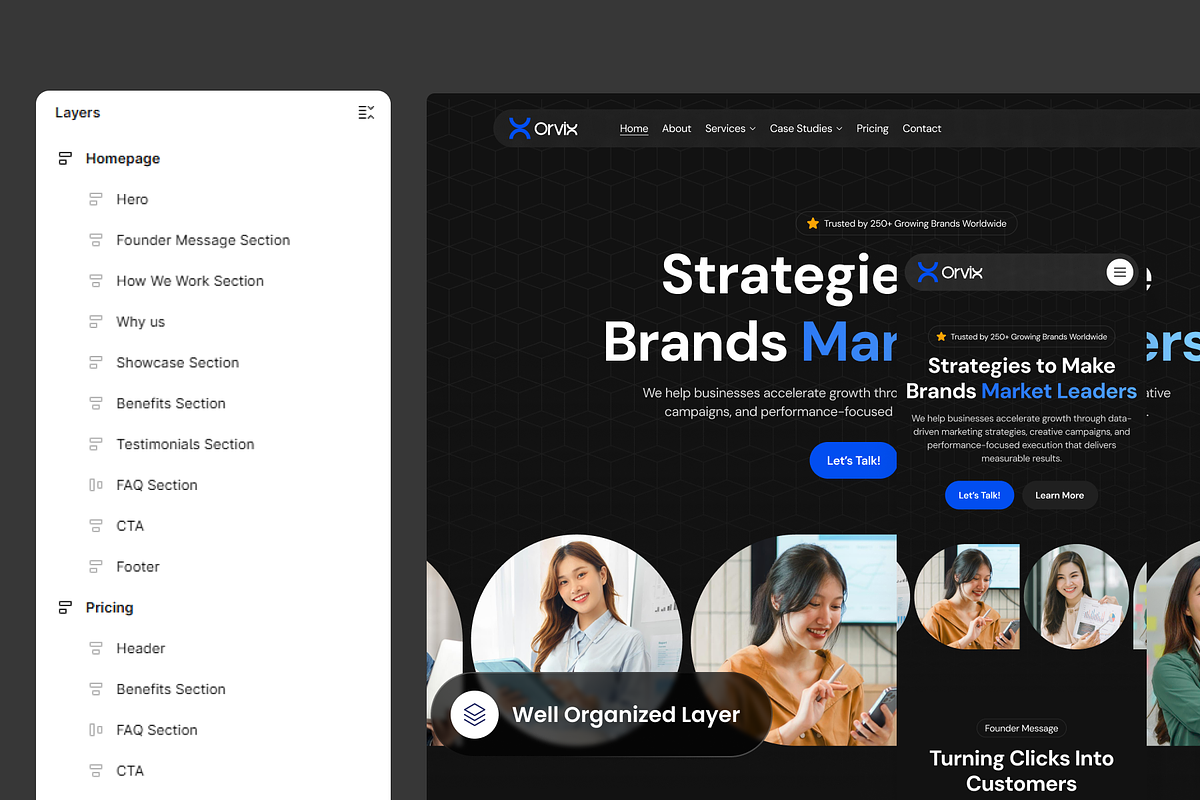 Orvix - Marketing Agency Website, a Landing Page Template by SLAB! Design (Photo 2 of 5)