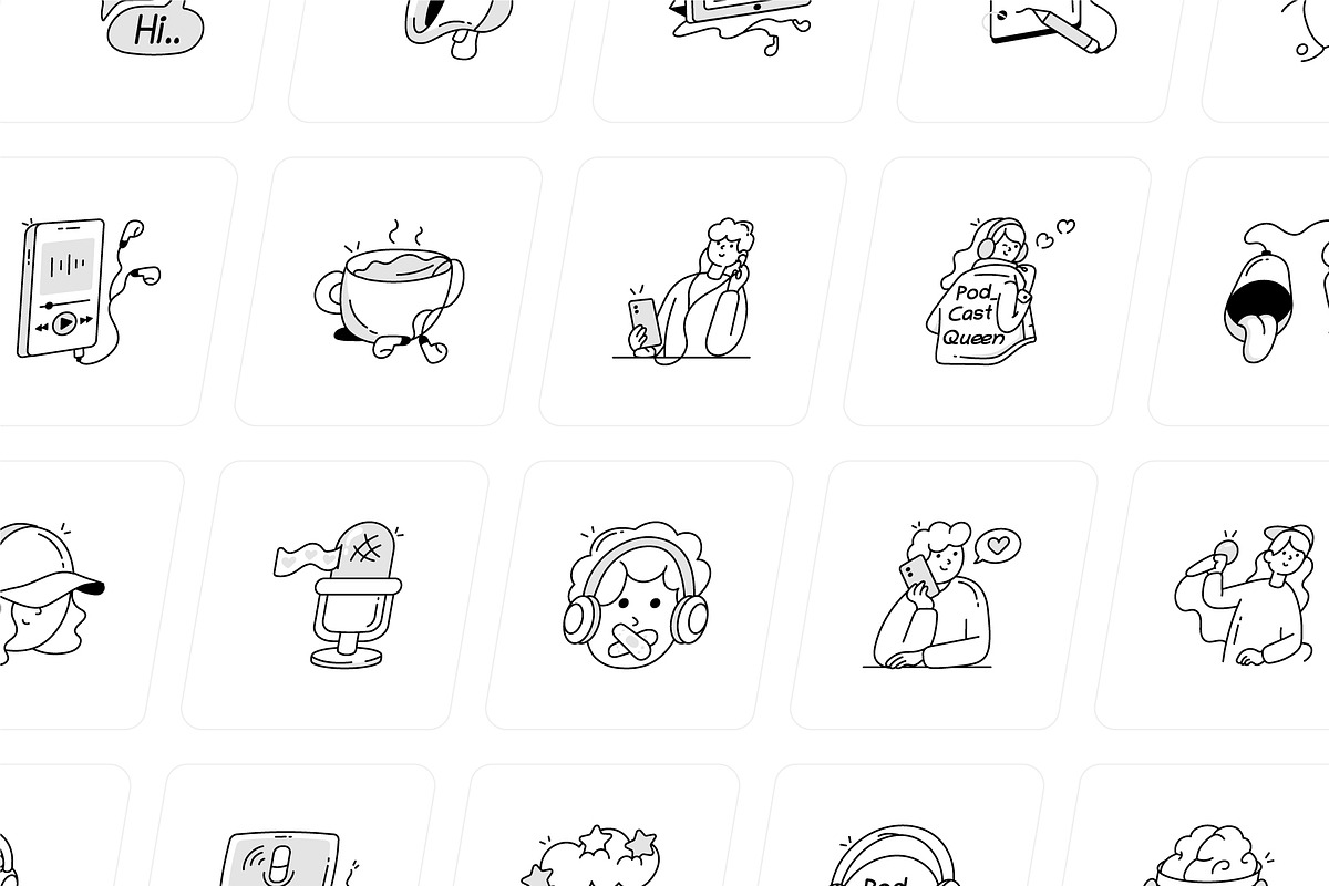 Podcast and Communication Icons, an Outline Icon by Vectors Market (Photo 7 of 10)
