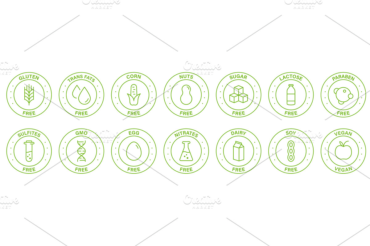 Free Gluten, Soy, Lactose, Dairy, a Food Illustration by Vector Creator