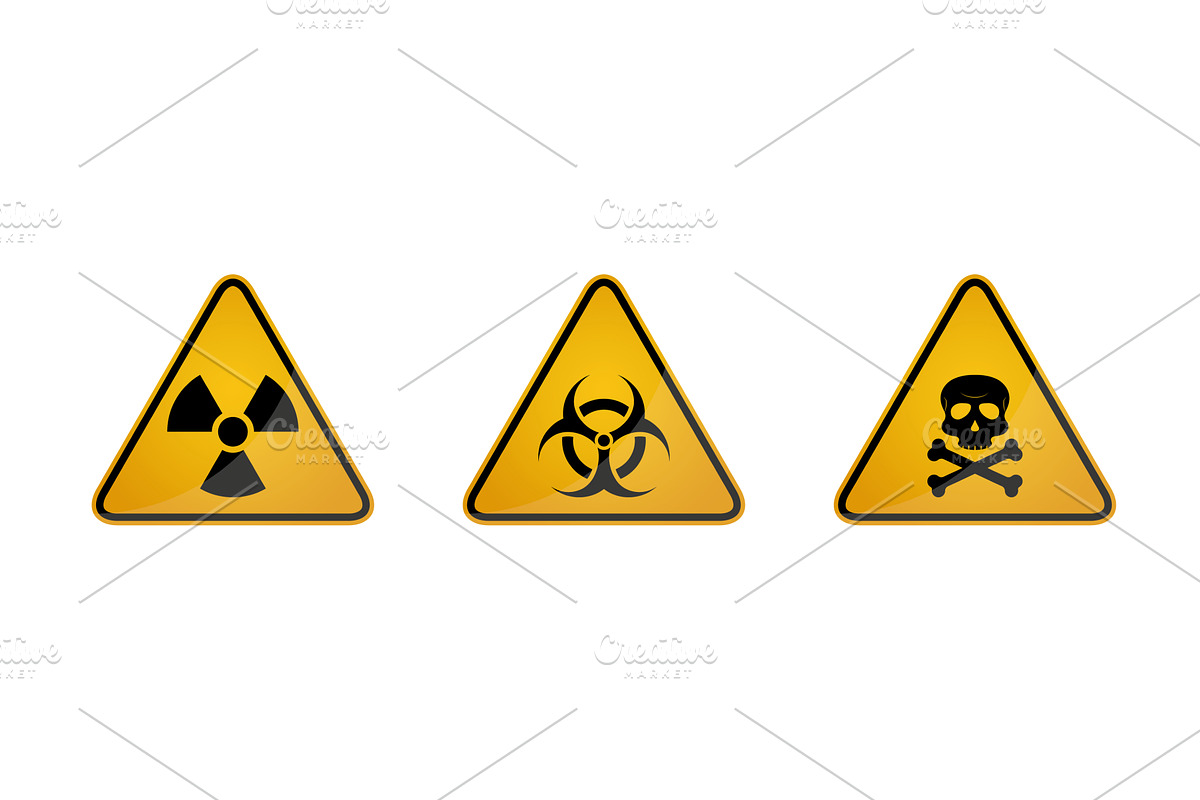 Warning danger triangle yellow sign, an Illustration by Vector Creator