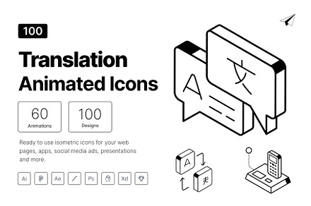 Isometric Translation Icon Set, an Icon by Vectors Market
