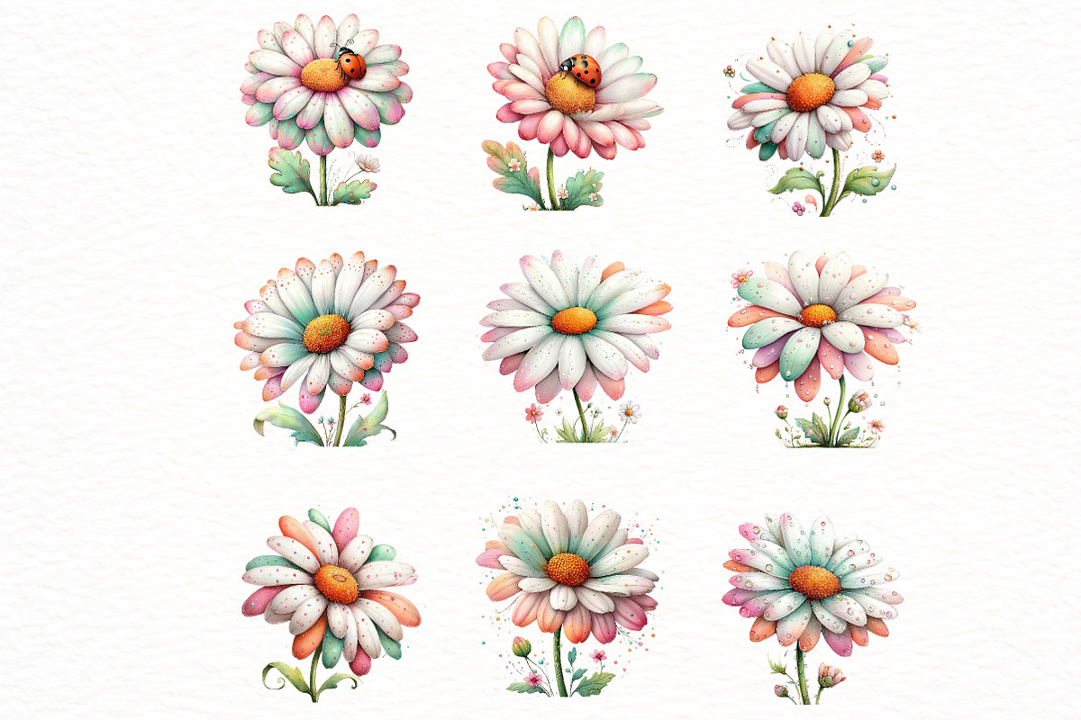 Whimsical Daisy Flower Clipart, an Illustration by Designworld (Photo 4 of 7)