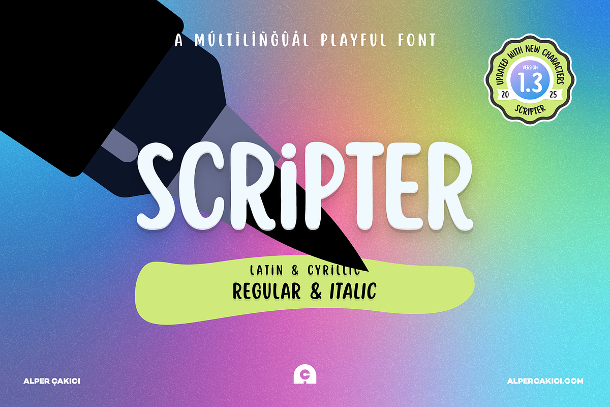 Scripter Fun Font with 104 Language Support