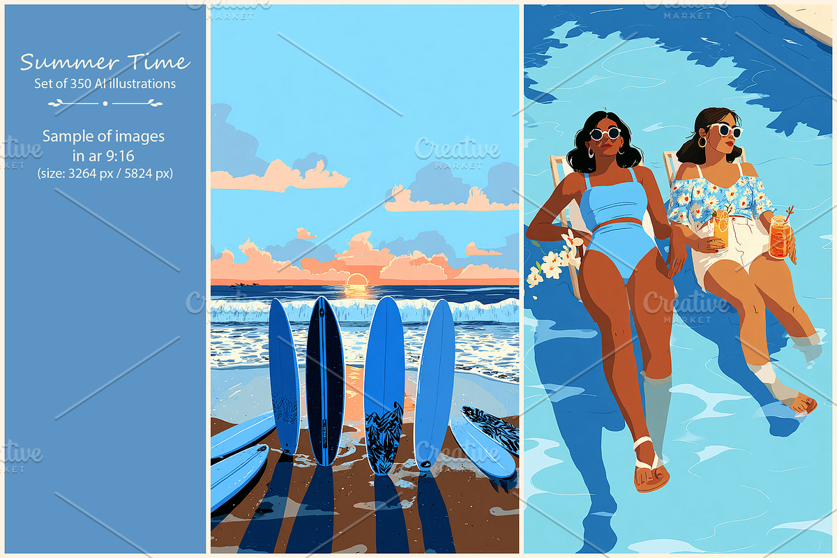 Summer- 350 AI illustrations, a Seasonal Illustration by Pundateam (Photo 4 of 9)