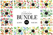 Watercolor Bundle Vector Set, a Food Illustration by Elena Pimonova (Thumbnail 1 of 13)