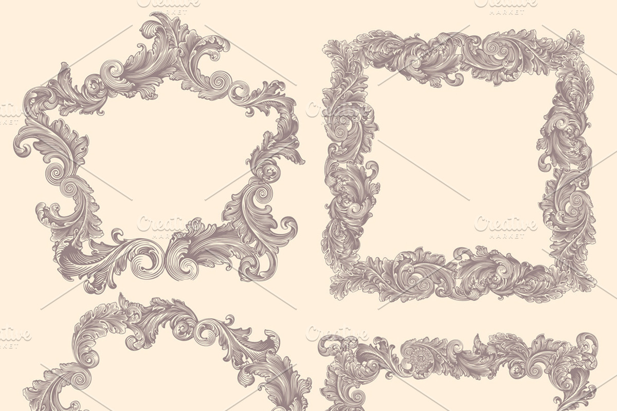 Collection vintage engraved frames., a Decorative Illustration by Vector Engraving (Photo 10 of 31)