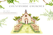 Watercolor countryside houses, a Decorative Illustration by MariGraphic boutique (Thumbnail 3 of 13)