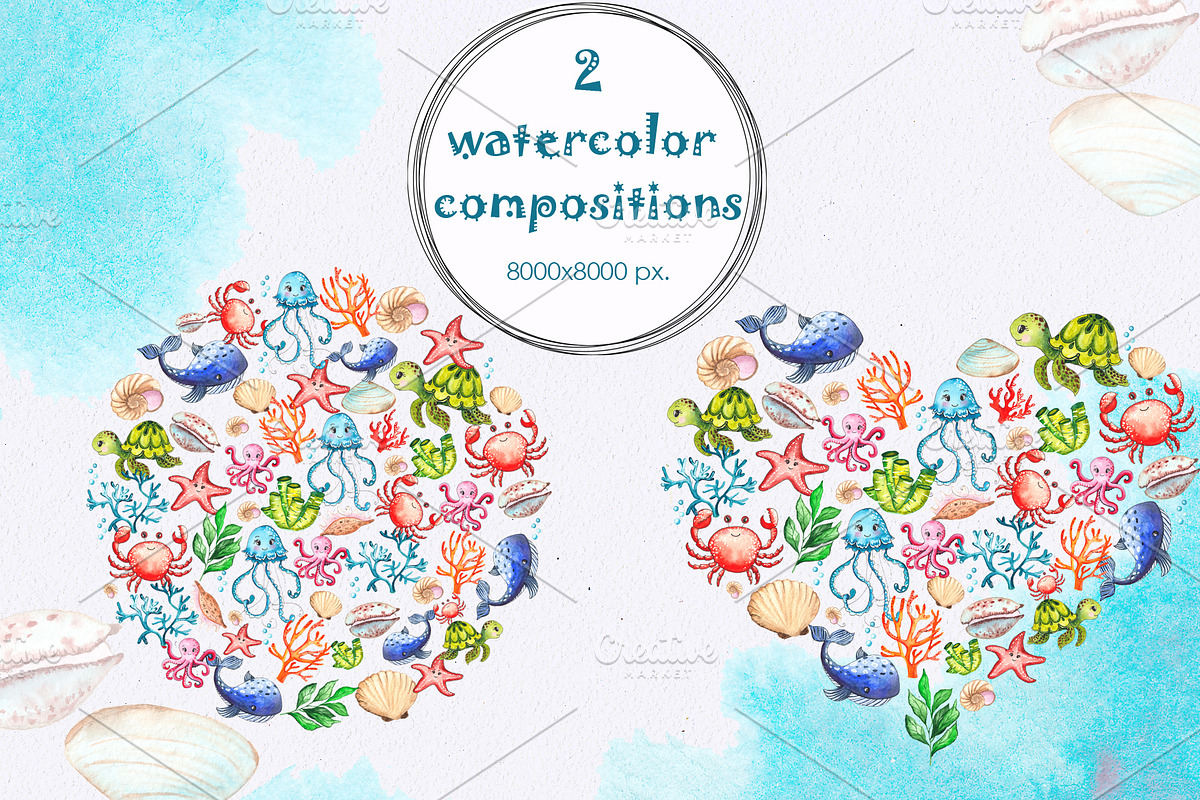 Little OCEAN creatures. Watercolor, an Object Graphic by Ana-Sakuta (Photo 2 of 16)