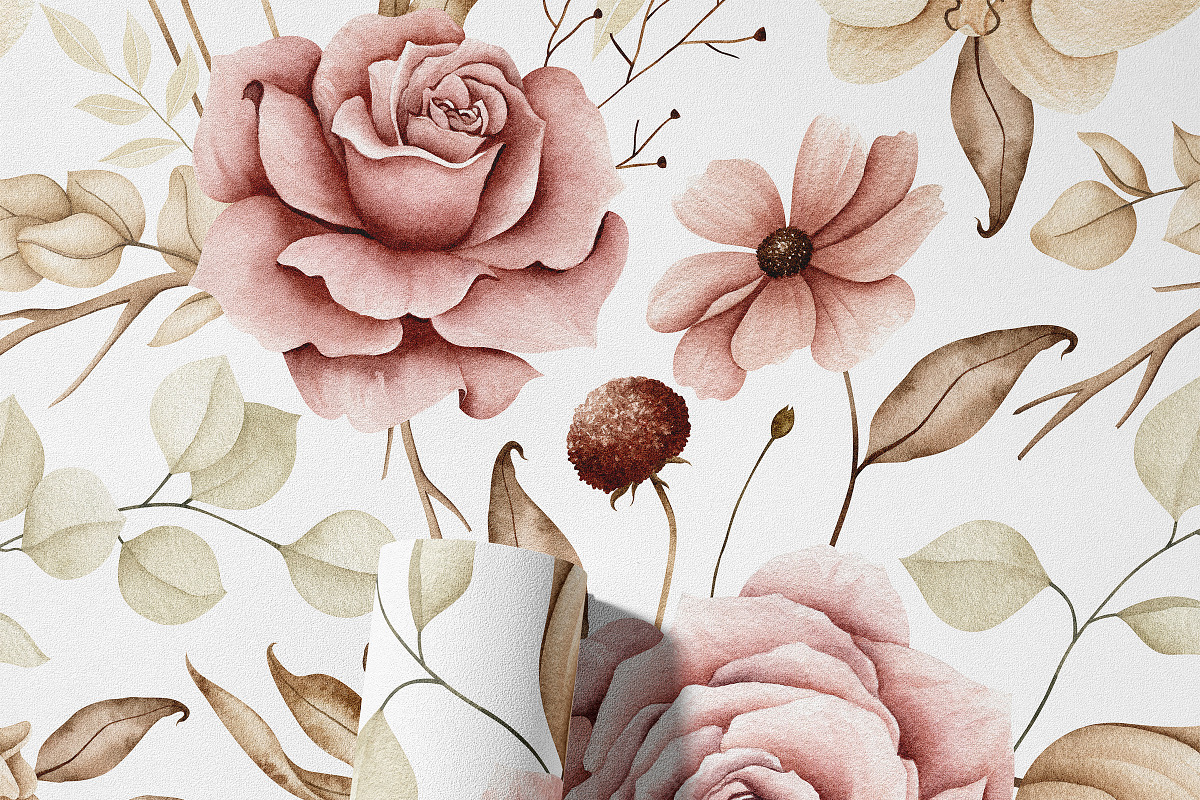 Watercolor Boho Fall Dusty Rose Set, a Decorative Illustration by Carol Lozove (Photo 45 of 74)