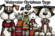 Watercolor Christmas Dogs Clipart, an Illustration by Black Bird Studio (Thumbnail 1 of 6)