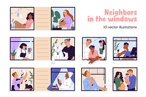 Neighbors in windows. Neighborhood, a Person Illustration by PaperTrident