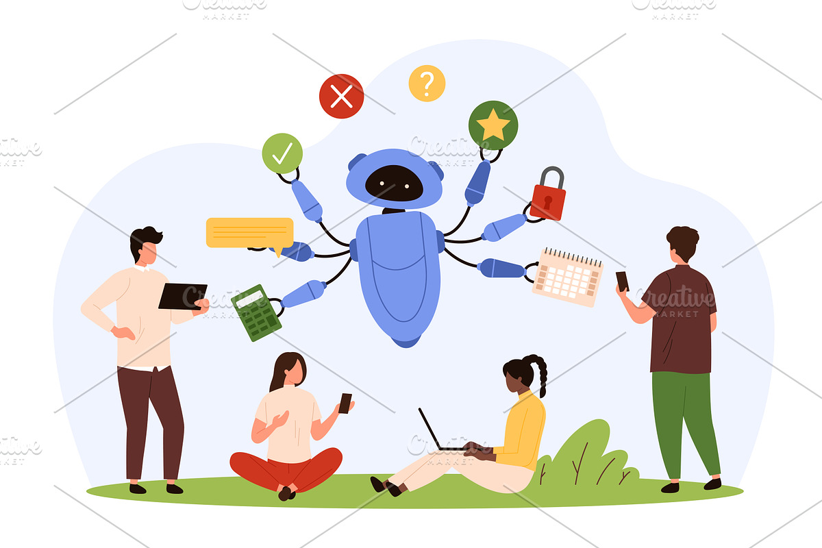 Artificial intelligence and tiny, a Technology Illustration by Flashvector
