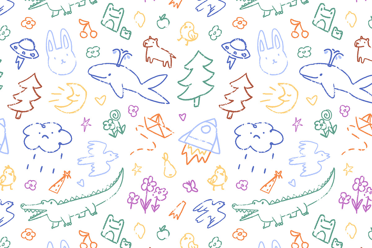 Cute kids drawing doodles on wall, a Person Illustration by PaperTrident (Photo 11 of 14)