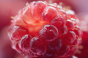 Fresh raspberry close up view, a Photo by Beautiful things