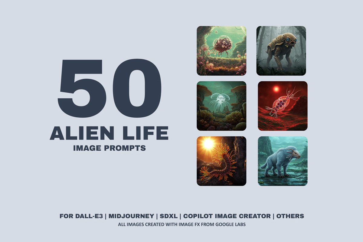Alien Life Image Prompts, an Illustration by Digital Art Creations (Photo 1 of 7)