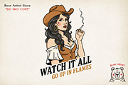 Retro Pin-Up Cowgirl Clipart Bundle, a Graphic by GlitterCraft (Thumbnail 32 of 61)