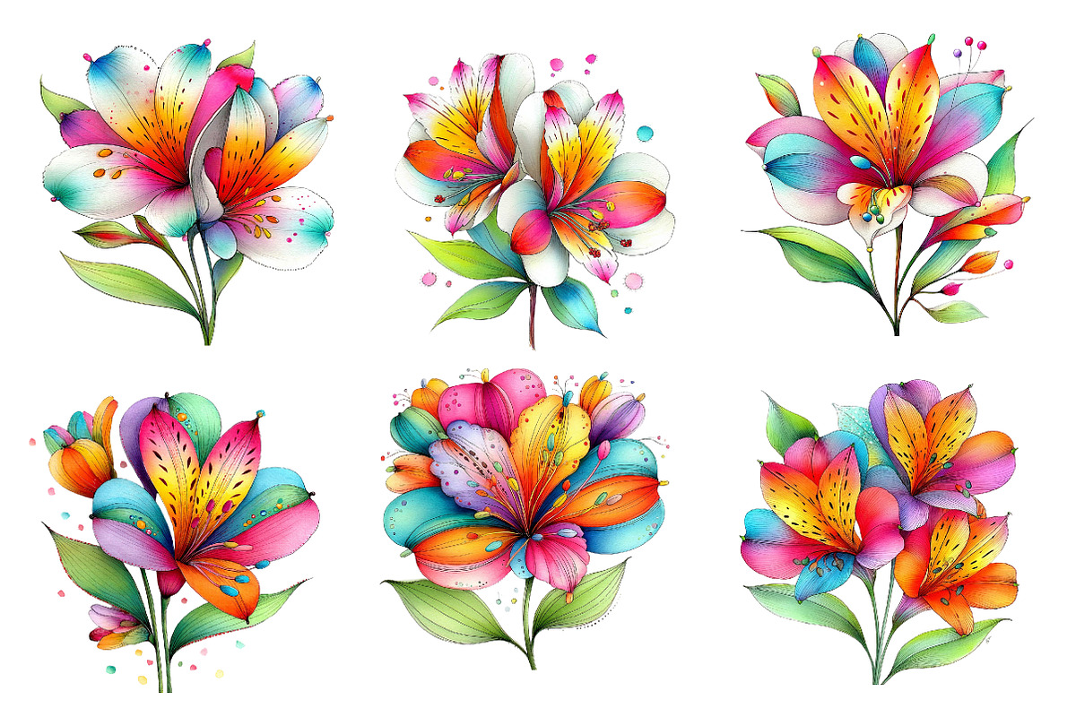 Spring Alstroemeria Flowers Clipart, an Illustration by Designworld (Photo 2 of 4)