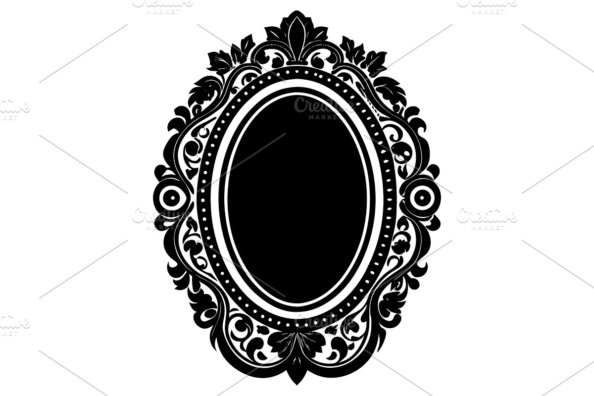 Antique oval mirror frame, an Illustration by Mark1987