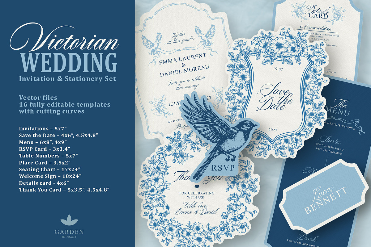 Vintage Wedding Stationery Set, a Stationery Template by Garden in frame (Photo 1 of 9)