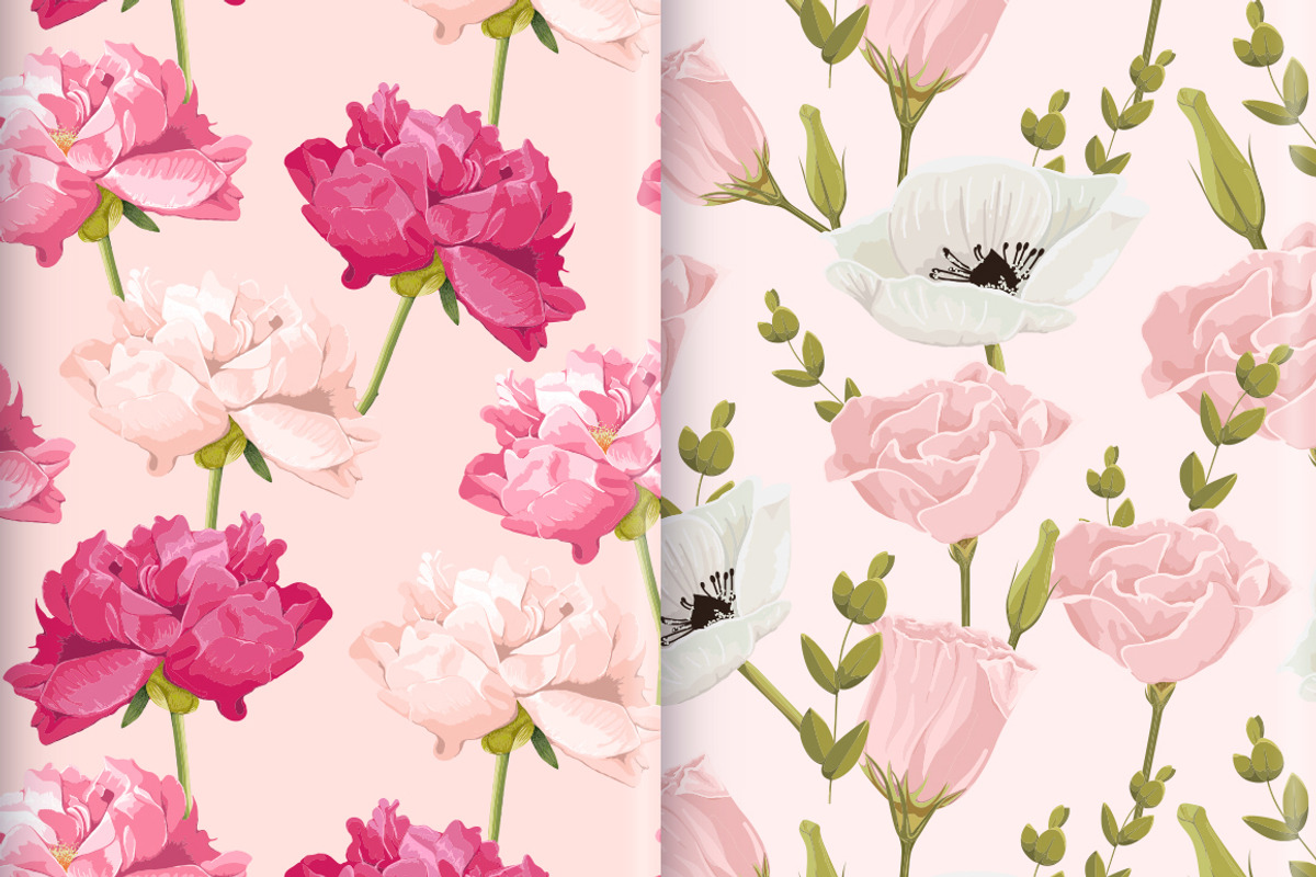 5 Seamless Floral Patterns + Freebie preview 2