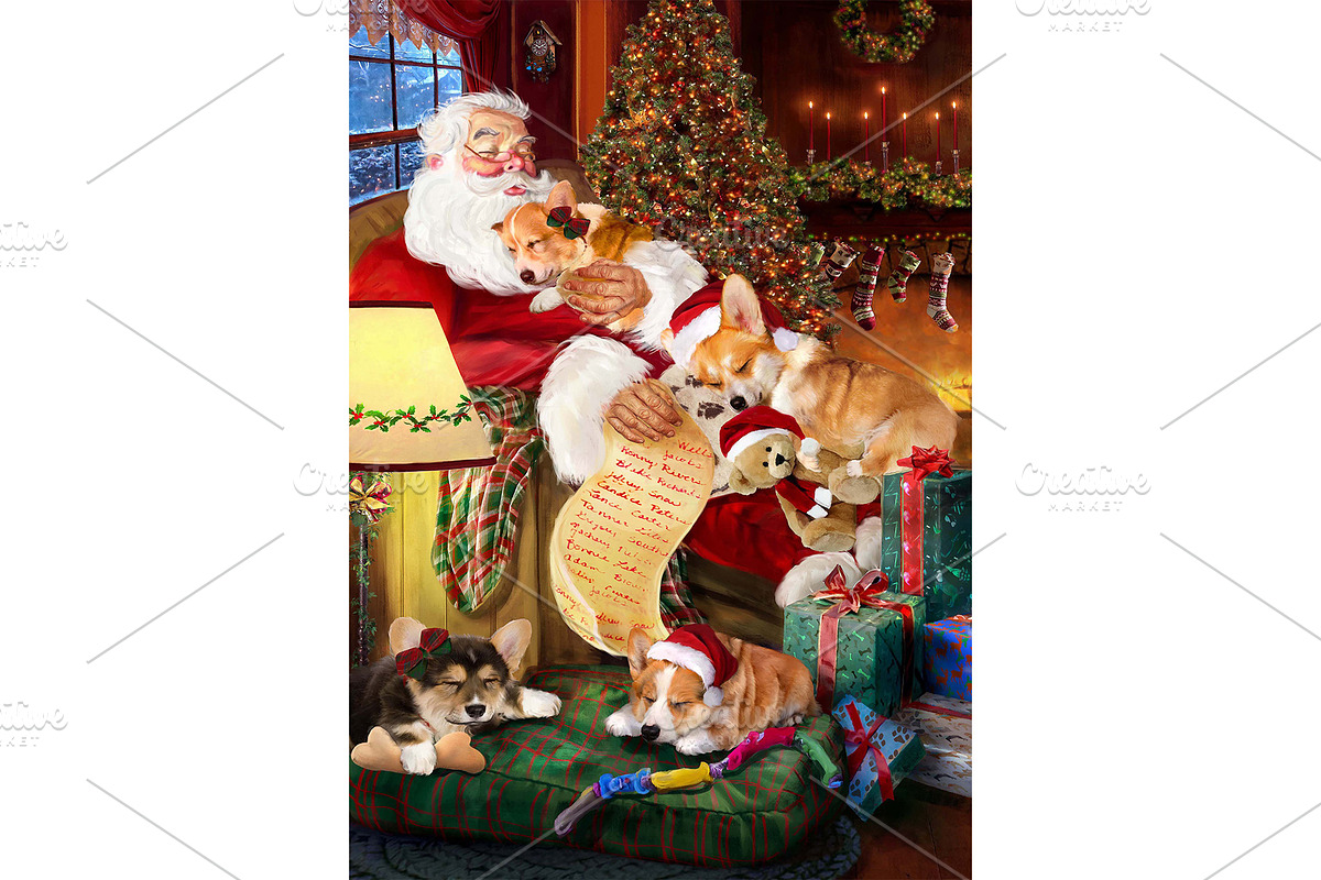 Christmas Santa Corgi Dog Wall Art, an Animal Illustration by Art Paradise Studios (Photo 1 of 3)