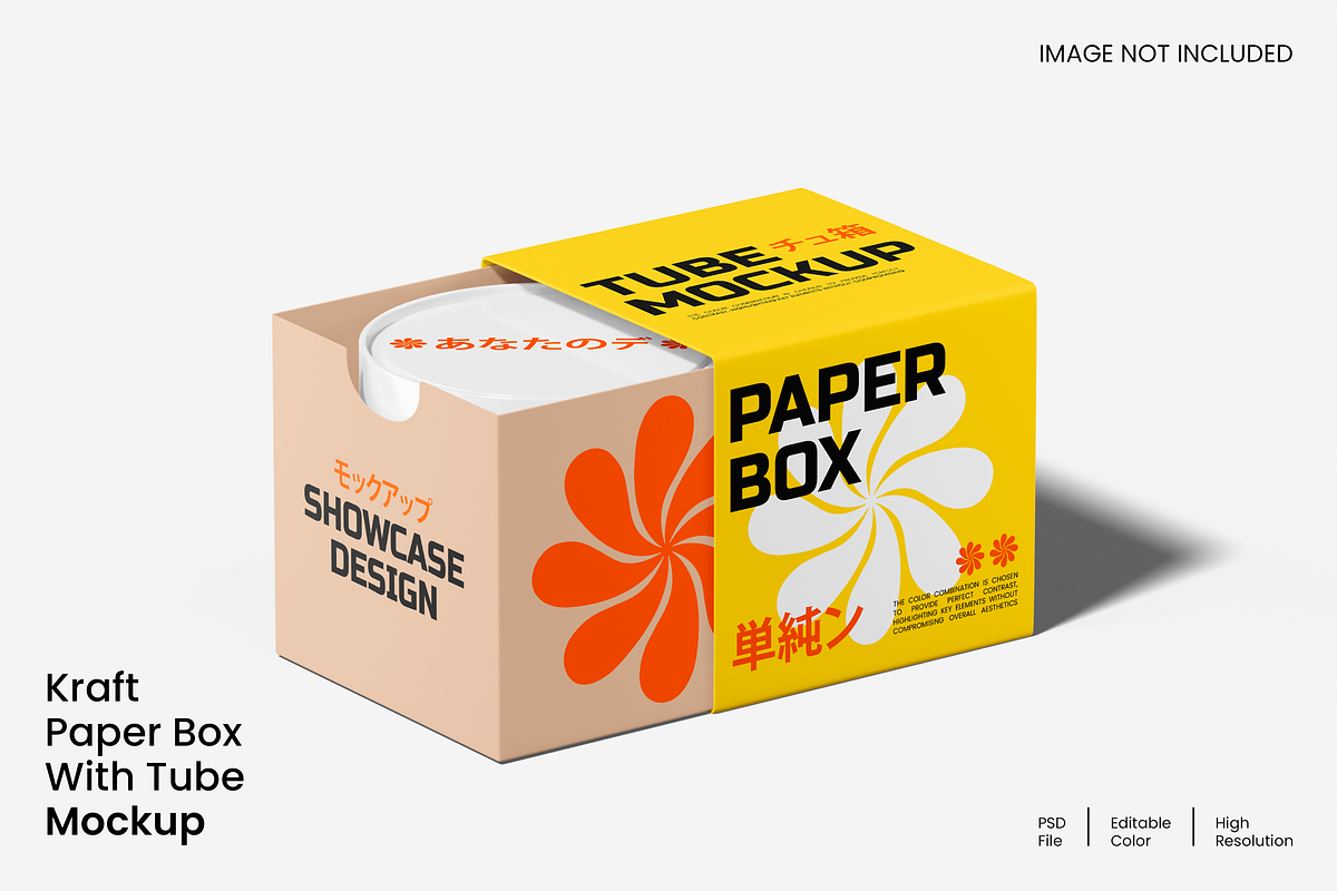 Paper Box With Tube Mockup, a Packaging Mockup by Unerispace
